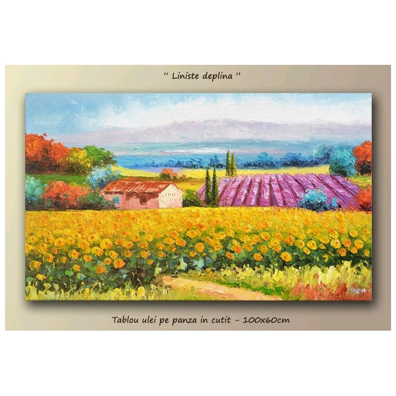 Liniste deplina - tablou peisaj cu floarea soarelui 100x60cm