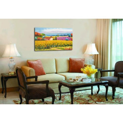 Liniste deplina - tablou peisaj cu floarea soarelui 100x60cm