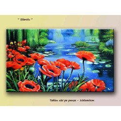 Tablou cu maci 100x60cm - Silentiu