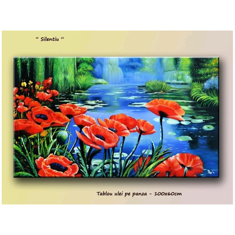 Tablou cu maci 100x60cm - Silentiu