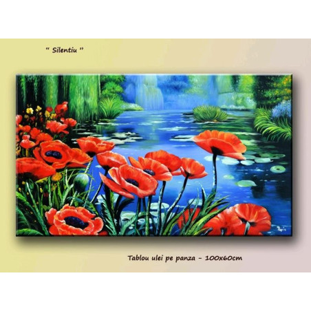 Tablou cu maci 100x60cm - Silentiu