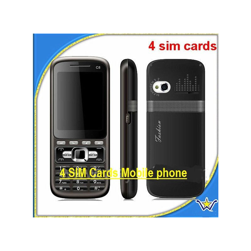 Telefon C8 cu 4 SIM-uri radio si TV