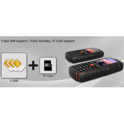 Telefon cu 3 SIM-uri, rezistent la apa si socuri