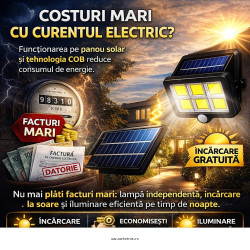Pachet 4 Lămpi Solare COB cu Senzor de Mișcare + Cadou Surpriză 🎁