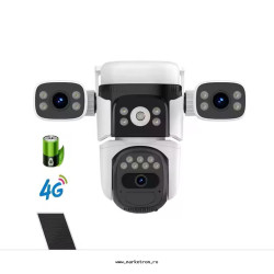 Camera Supraveghere 4G cu cartela SIM, 3 Lentile, Panou Solar 8W si baterie de 8000mAh