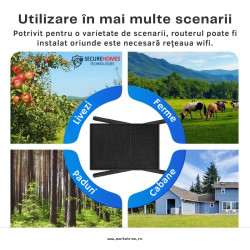Router Wireless 4G SecureHomes, Suport Cartela SIM, cu Panou Solar 20W, Baterie 20100mAh, Acoperire 50m