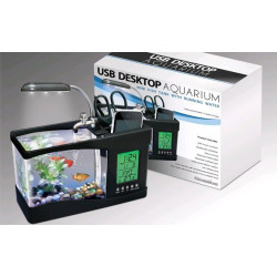 Acvariu USB cu Ceas si lampa de birou