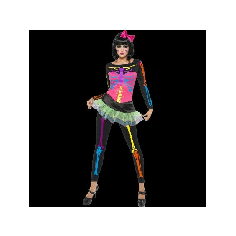 Costum neon schelet cu tutu si colanti