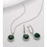 Set din argint cu zirconia verde: cercei si pandantiv 