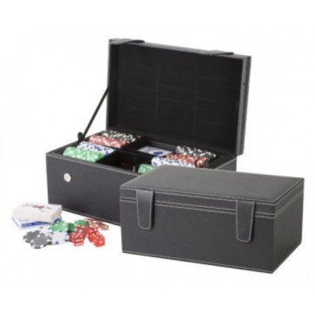 Cutie piele pentru 2 sticle vin si set poker